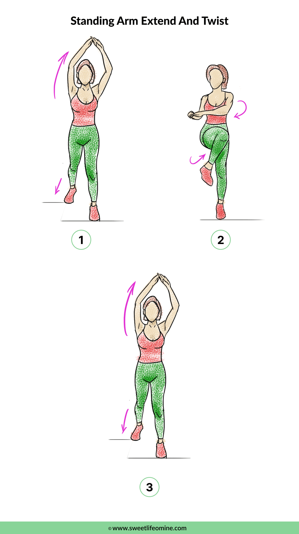 Standing Arm Extend And Twist - Muffin Top Exercise